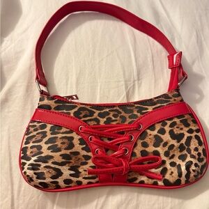 SHEIN Red and Leopard Print Mini Bag